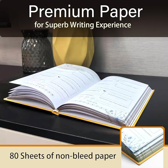 Gratitude Journal with 6 Inspirational Stickers and Pencil, Daily Reflection Journal for More Happiness, Mindfulness & Affirmation, Self Care Journals for Women & Men,Orange