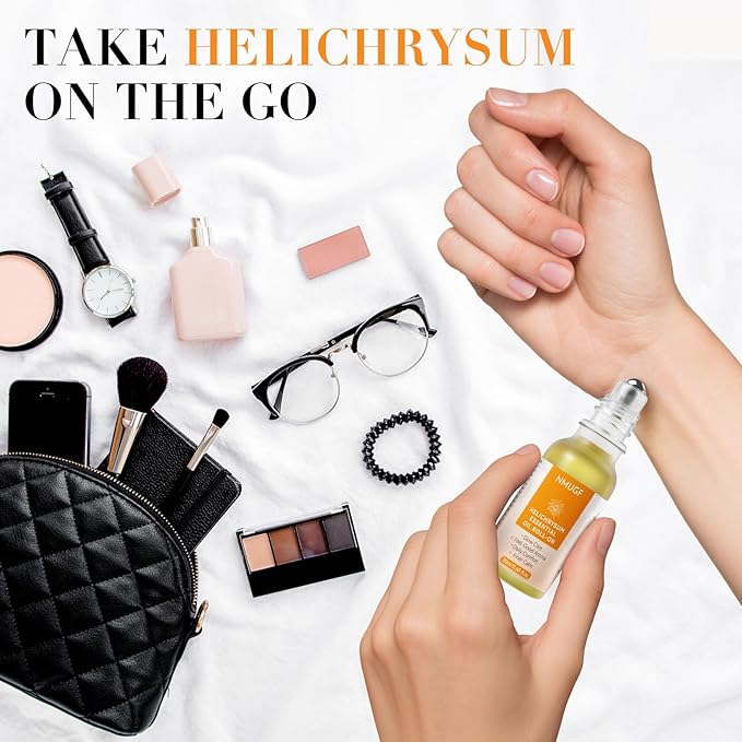 Helichrysum Essential Oil Roll On 20ml - Natural Helichrysum Oil Blend Roller for Aromatherapy & Skin Vitality, Massage, Happy, Relaxation, Stress Relief, Skin Care