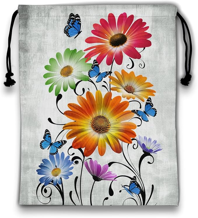 Colorful Floral Gym Grip Bag Lightweight Drawstring Gymnastics Small Grip Bag for Women Fitness