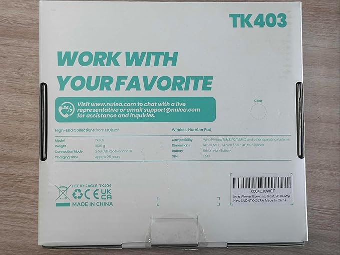 Nulea Wireless Number Pad Bluetooth 5.0 & 2.4G Portable Numeric Keyboard, USB-C Rechargeable, 34-Keys Bluetooth Keyboard for Data Entry, Compatible for Laptop, Mac, iMac, Tablet, PC Desktop