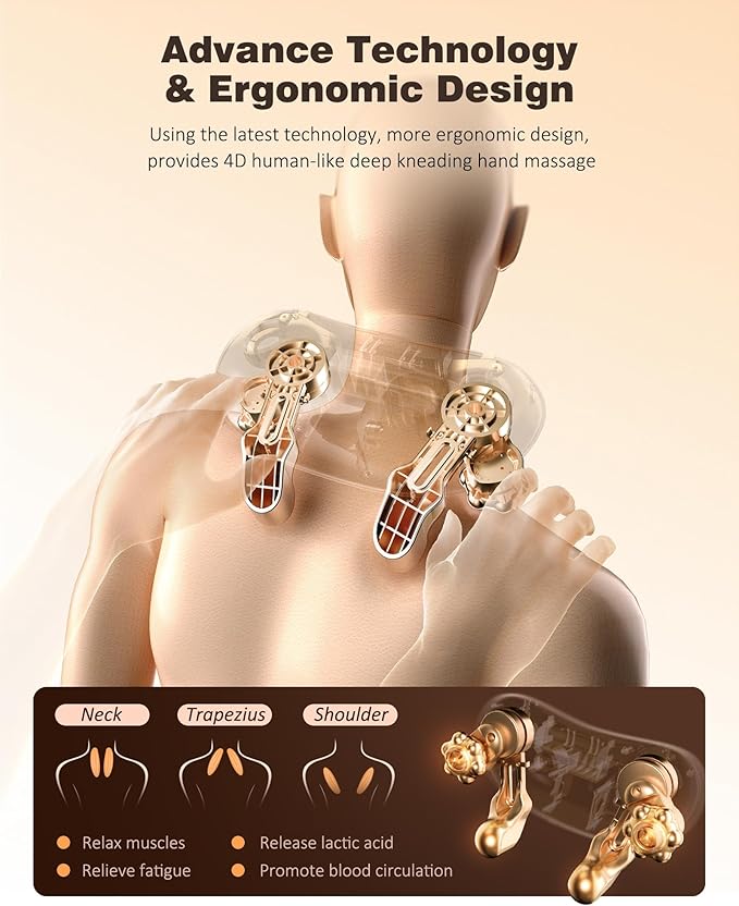 Neck and Shoulder Massager with Heat, Cordless Back and Neck Massager, Upgraded Graphene Heating, 4D Shiatsu Deep Kneading Massage for Shoulder, Back,Leg,Pain Relief, Portable Gifts for Dad Mom Friend
