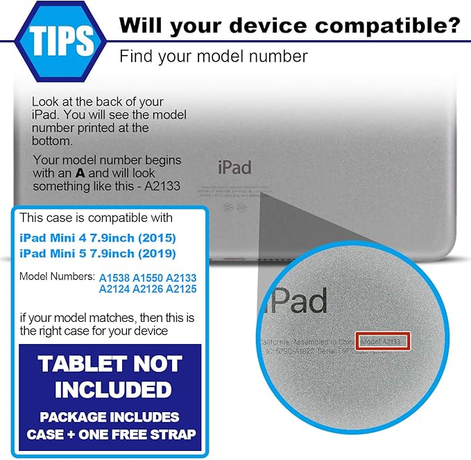 SEYMAC stock Case for iPad mini 5/4 with Screen Protector Pencil Holder [360 Rotating Hand Strap] & Stand, Drop-Proof Case for iPad mini 5th/4th Generation 7.9 inch (Black)