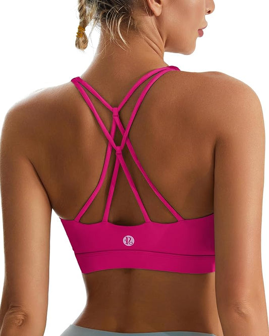 RUNNING GIRL Sports Bras for Women,Padded Sports Bra Tank Top Sexy Crisscross Back High Impact Longline Workout Yoga Bra