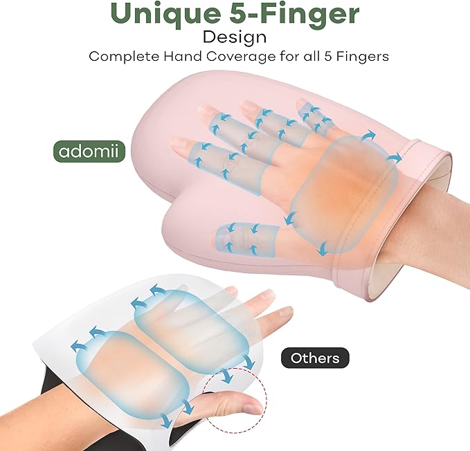 Hand Massager with Heat & Compression - Relieves Hand Fatigue & Soreness - Wrists & Fingers Massager for Stress & Pain Relief - Cordless Hand Massager for Arthritis & Carpal Tunnel - Ideal Gift