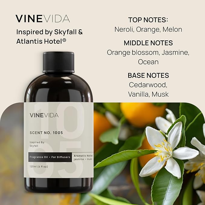 VINEVIDA (128oz) Hotel Fragrance Collection Diffuser Oil - Cold Air Diffuser Oil - Scent No.1005 Inspired by Atlantis Hotel