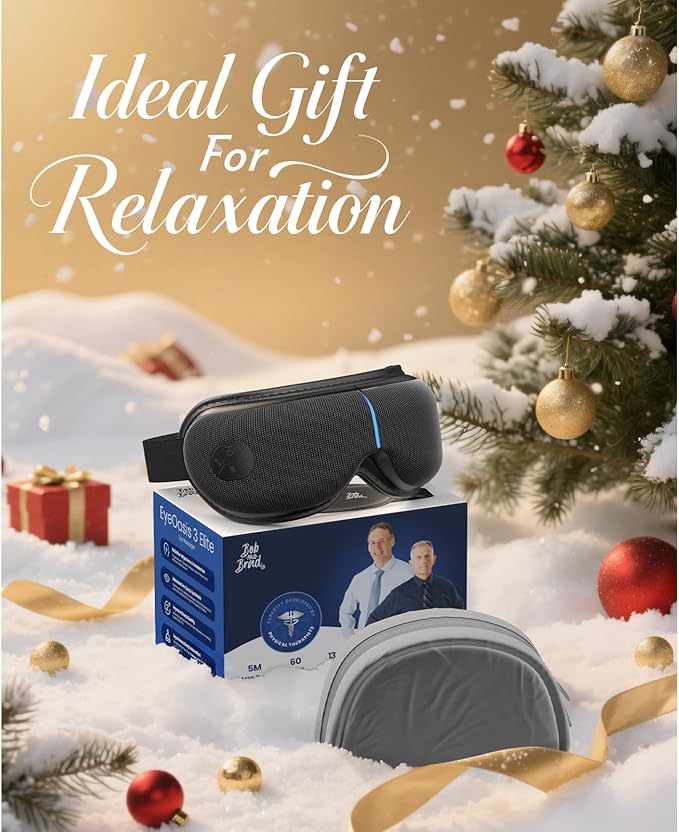 BOB AND BRAD Eye Massager with Heat and Cooling, EyeOasis 3 Elite Smart Eye Mask for Migraines, Heated Face Massager for Dry Eyes Strain Relief Improve Sleep, Birthday Gifts for Women Men Mom Dad