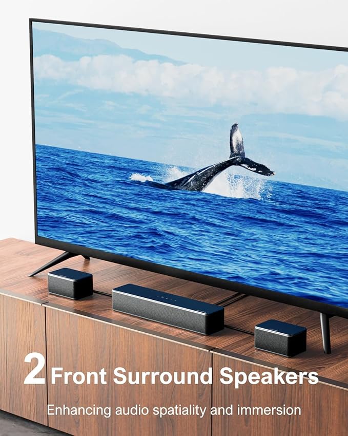 ULTIMEA 7.1ch Sound bar with Wireless Subwoofer, Virtual Surround Sound System for Smart TV, 4 Wired Surround Speakers, 410W Peak Power, App Control, Home Theater Sound System Poseidon D70, 2025 Model