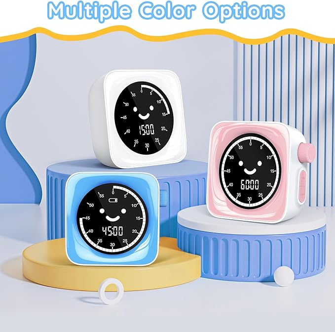 60-Minute Visual Timer for Kids Digital Visual Countdown Timer for Kids Toddler for School Classroom, Time Management Tool with Silent Operation, Blue & White