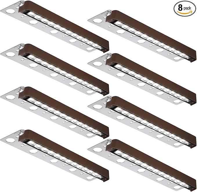LEONLITE 8-Pack 12 Inch LED Hardscape Lighting, Update Retaining Wall Lights, LED Landscape Lighting, 12-24V AC/DC Paver Light Low Voltage, 3W/5W/7W Dimmable Outdoor Step Lights, 5000K Daylight, ETL