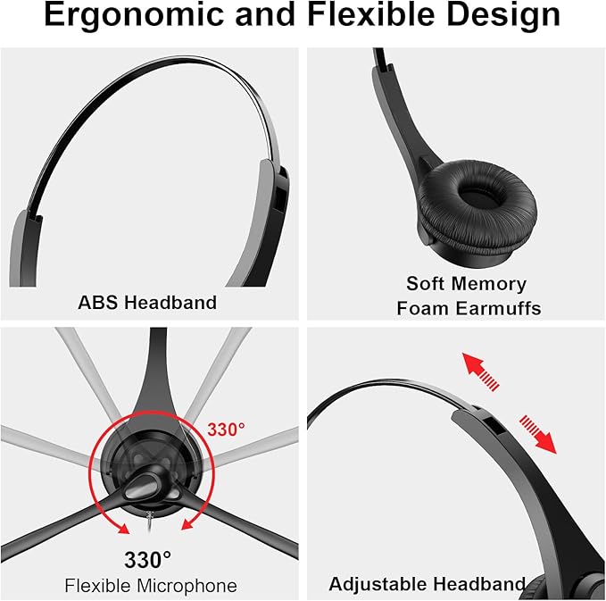 USB Headset with Microphone,Wired On Ear Computer Headphones with Noise Cancelling Microphone for Laptop PC,in-line Control for Work, Office, Teams, Zoom, Skype, Online Class