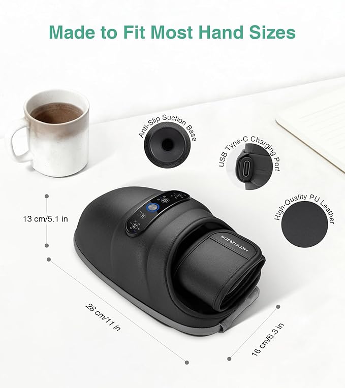 Medcursor Cordless Hand Massager, Hand Massager with Heat and Compression, Hand Warmer with Acupressure Beads, 6 Massage Modes, 2 Heat Levels, 3 Timers