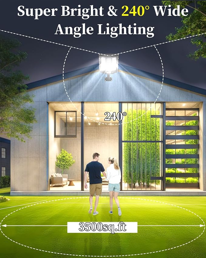 Ofuray Of-8800W Solar Street Lights Outdoor, 6500k Solar Security Flood Parking Lot Lights Dusk to Dawn,IP67 Waterproof Led with Remote Control Motion for Street,Court,Barn