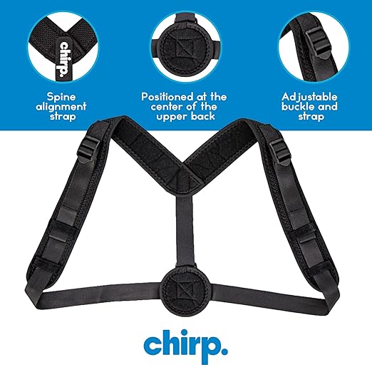 Chirp Wellness Duo: Upper Back Posture Corrector & Vibrating Foam Roller for Pain Relief, Spinal Alignment, and Deep Tissue Therapy - Black