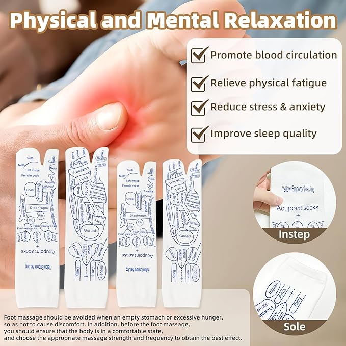 Foot Massage Reflexology Socks Set,Professional Reflexology Socks with Tools with 4 Trigger Point Massage Tool,Relieve Tired Acupressure Socks for Men and Women(Men/Women)