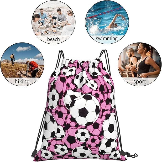 Soccer Drawstring Backpack Gym String Bag Water Resistant Drawstring Sackpack Sport For Womens Mens