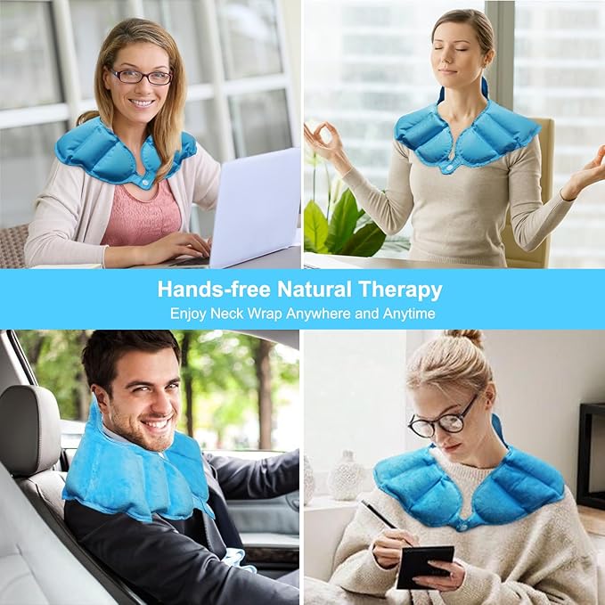 Ice Pack for Neck and Shoulders Upper Back Pain Relief, Large Gel Neck Ice Pack Wrap, Reusable Hot Cold Compress Therapy for Rotator Cuff Injury, Swelling, Muscle Relaxing and Soothing