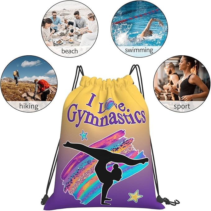 Gymnastics Drawstring Bags For Women Gymnast Drawstring Backpack Water Resistant String Bag Sports Gym Bag