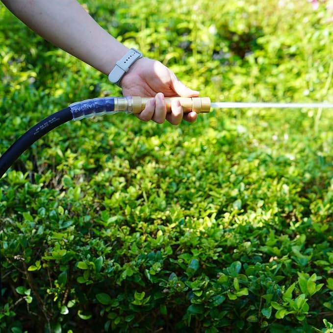 Heavy Duty Brass Hose Nozzle, High Pressure Adjustable Twist Hose Nozzle with 2 Rubber Washers, Fits Standard Hoses, Water Hose Nozzles for Patio, Lawn, Car Wash