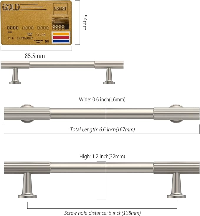 Amerdeco 10 Pack Brushed Satin Nickel Cabinet Pulls 5 Inch(128MM) Hole Centers Kitchen Cabinet Handles Hardware Kitchen Handles for Cabinets Cupboard Handles Drawer Pulls ZH0071