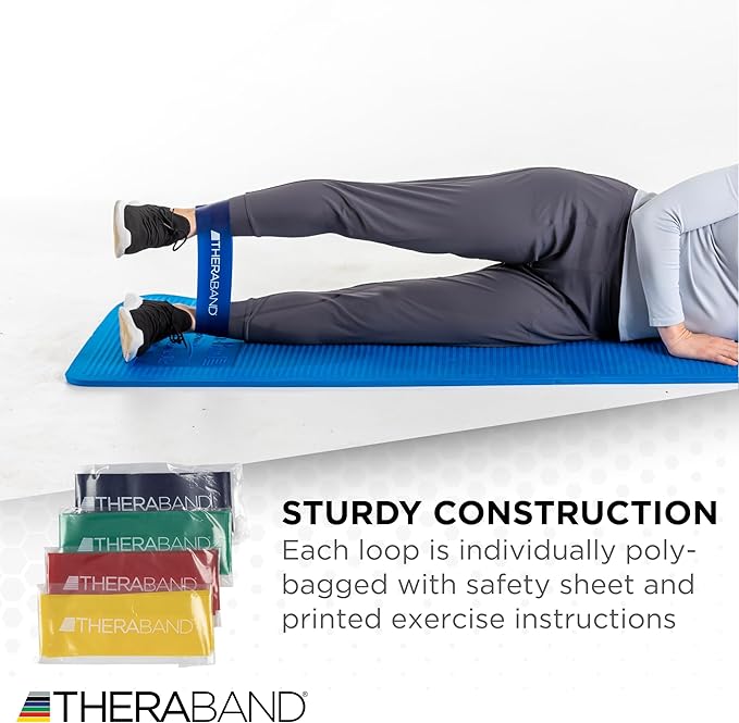 THERABAND Resistance Band Loop Set, Resistance Bands for Kids, Band Loop Kit for Workouts, Beginner to Advanced Levels for Exercise, Rehab, Physical Therapy, & Stretching