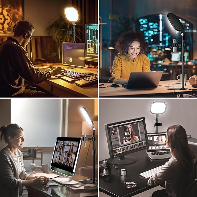 Zoom Lighting for Computer, Adjustable Desk Lighting for Video Calls, 30 Light Modes Video Conference Light, Desk Ring Light with Stand for Webcam, Meetings, Live Stream, Home Office. CRI 97.8