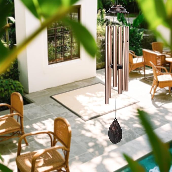 MUMTOP Wind Chimes for Outside - Deep Tone Memorial Sympathy Wind Chimes Outdoor, 38.5 Inch Windchimes Clearance for Garden, Patio,Yard Decor Gift (Golden)