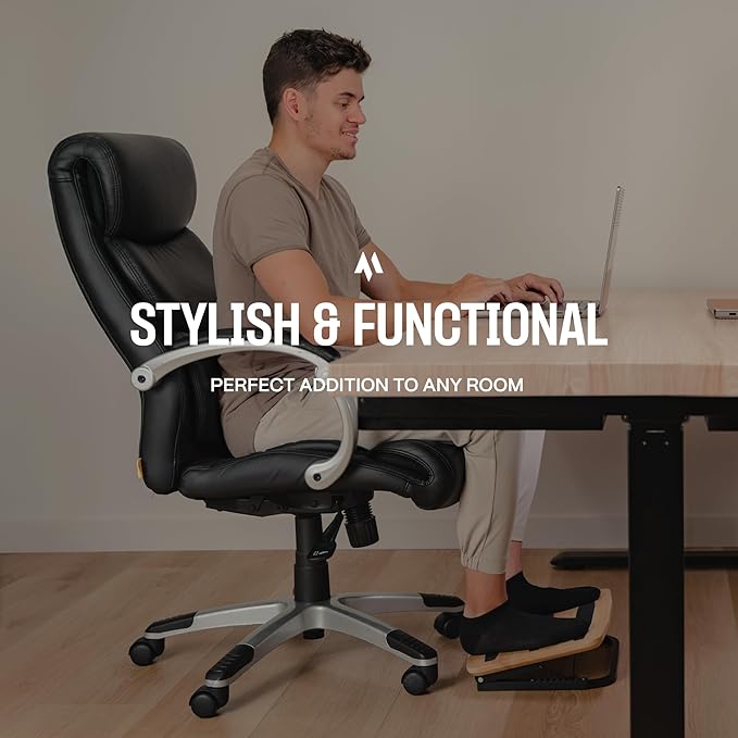 Adjustable Under Desk Foot Stool - Ergonomic Foot Rest with 7 Angles - Natural