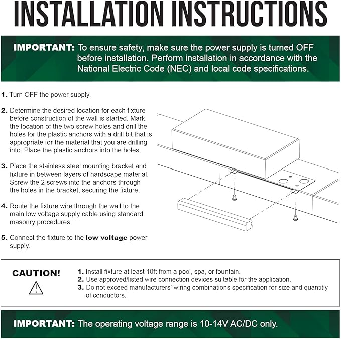 GKOLED 20-Pack Frosted Lens Hardscape Light, UL Listed, 6.8 Inches Long, Integrated 2700K LED Lighting Source, Landscape LED Step Lights, Solid Die-cast Aluminum Housing, Low Voltage 12V AC/DC