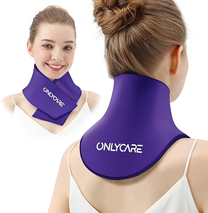 ONLYCARE Neck Ice Pack Wrap Gel - Upgraded Shoulder Ice Packs for Injuries Reusable, Hot and Cold Compress Ice Packs for Neck, Relief of Pain, Swelling, Sprains, Office Pressure