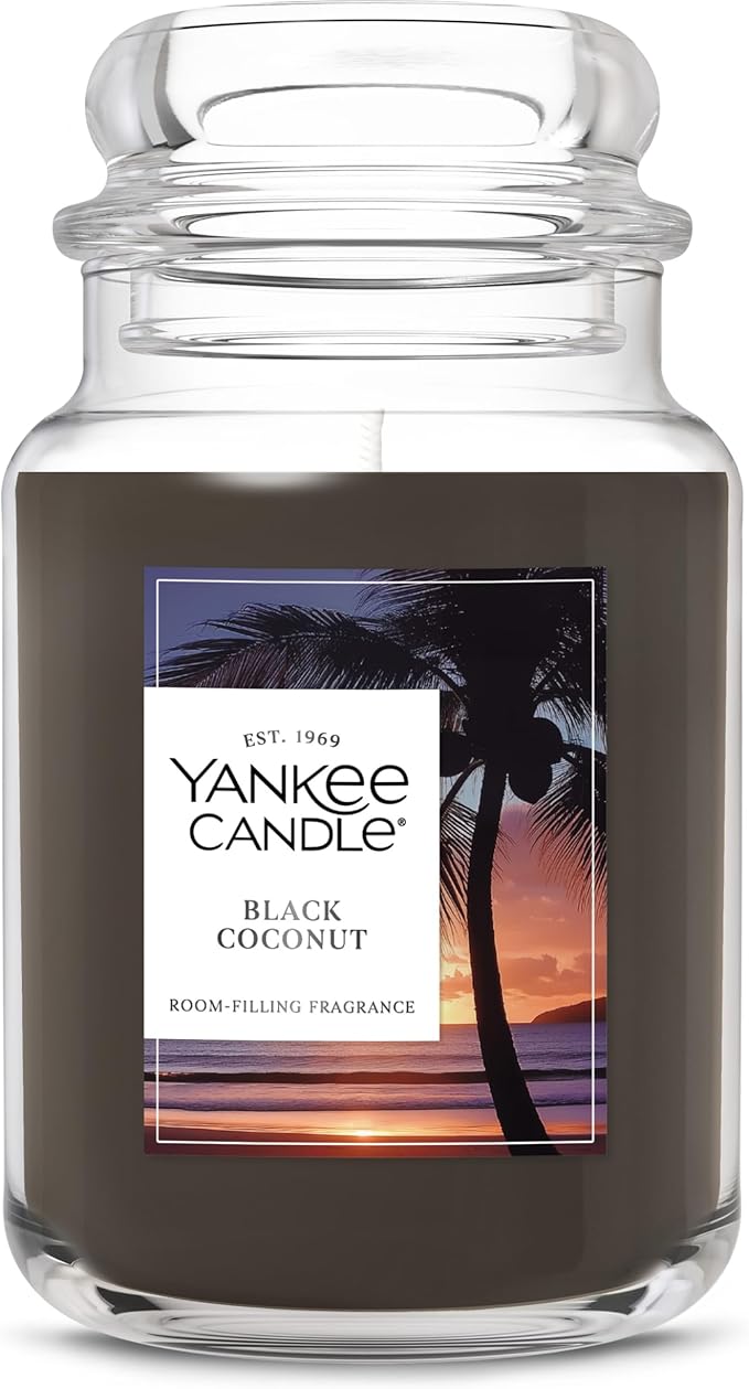 Yankee Candle Black Coconut Scented Candle, 22oz Large Jar with up to 150 Hour Burn Time, Giftable