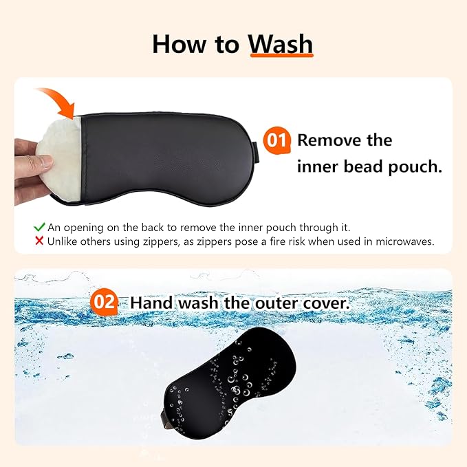 Natural Microwave Heated Eye Mask for Stye Eye Treatment -Moist Heat Warm Compress for Eyes -Premium Silk Eye Mask for Dry Eyes, Sinus, MGD-10 min Heat Therapy -Washable Cover & Adjustable Strap