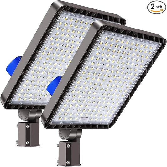 Juyace 480W LED Parking Lot Light Slip Fitter Mount Dusk to Dawn Outdoor Lighting Exterior Flood Commercial Outside IP65 Waterproof 100-277V Security 2 Pack