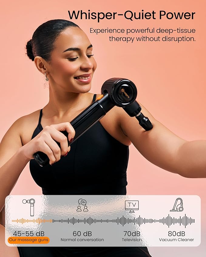 NAPRE Massage Gun with Extension Handle and 3 Adjustable Angles,Deep Tissue Back Massage for Neck/Shoulders/Waist/Legs/Body Pain Relief,Handheld Percussion Muscle Massager with Portable Case,Black