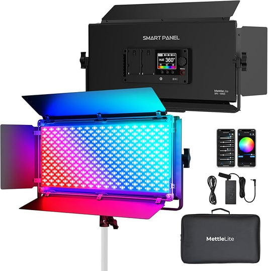 Mettlelite SPL420C RGB LED Video Light with APP Control, 360° Full Color RGB Panel Light, 2800K-8000K, CRI/TLCI 97+, 10 Scenes, Professional Photography Studio Lighting for YouTube/Stream/Photo/Video
