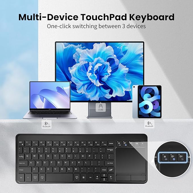 Wireless Bluetooth TouchPad Keyboard with Multi-Device Keyboard for Windows,Laptop,Tablet,Windows,Android,Chrome OS