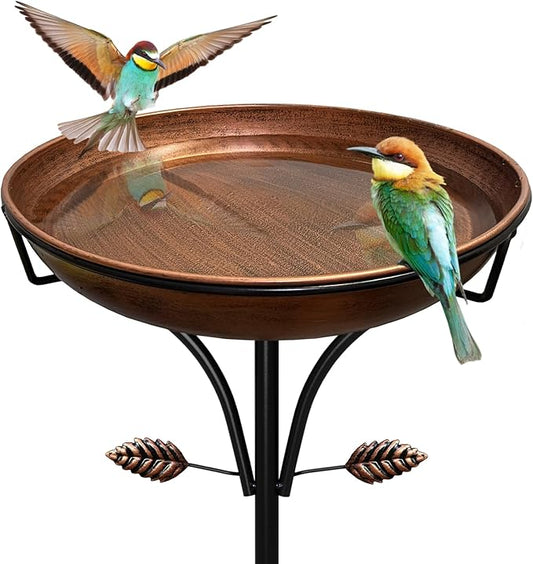 Metal Bird Bath for Outdoor, Vintage Free Standing Birdbathswith Metal Stake Stand,Detachable Bird Baths Feeder Bowl for Garden Patio Yard Lawn Decor,Upgraded 5-Pronged Base (Antique Bronze)