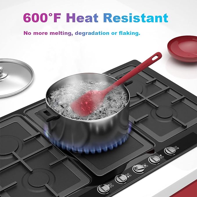 4 Pieces Silicone Spatula Set, Food Grade Rubber Spatula, Upgrade Strong Handle with Ergonomic Grip, Heat Resistant for Nonstick Cookware, Cooking