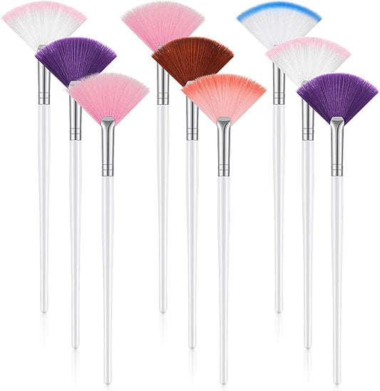 9 Pieces Facial Fan Mask Brushes, Soft Facial Applicator Brushes Tools for Peel Glycolic Makeup for Mud Cream(Multicolor)