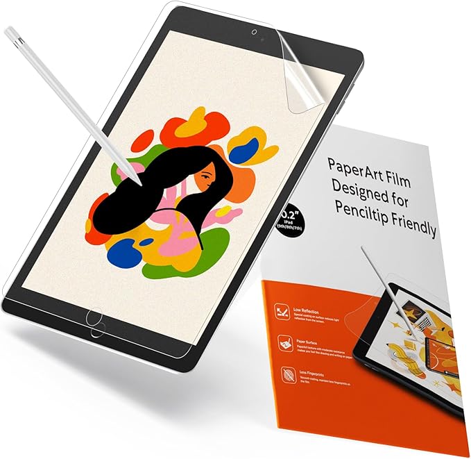 KCT 2 Pack Paperfeel Screen Protector Compatible with iPad 9th/8th/7th (10.2-Inch, 2021-2019), Matte PET Film, Anti Glare, Compatible with Apple Pencil