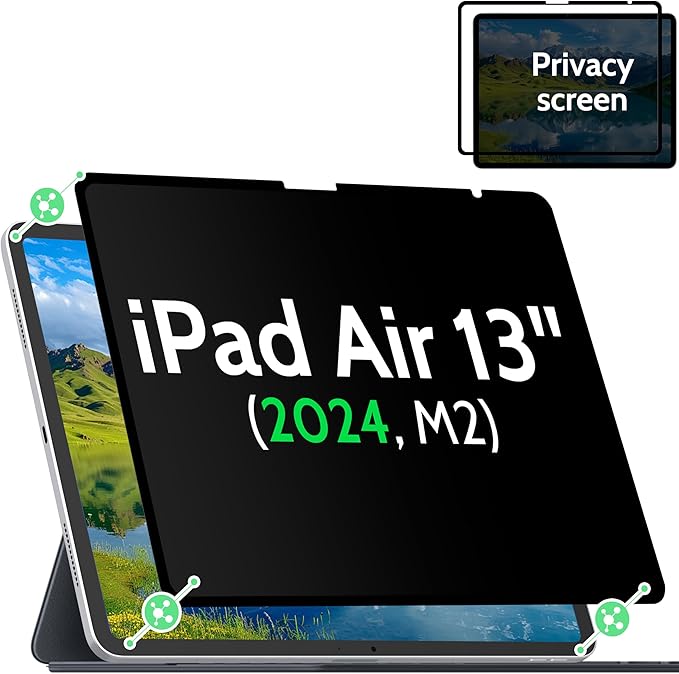 Privacy Screen Protector Compatible with iPad Air 13 In ,Removable iPad Air 13 Inch M2 / M3 (6/7th Gen ,2024/2025) Screen Protector, Anti-Glare Blue Light Film, Bubble Free Anti-Scratch Privacy Filter