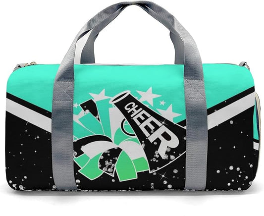 Cheer Cheerleader Personalized Duffel Bag Customized Yoga Bags with Name Sport Duffel Bag with Shoe Compartments Weekender Bags Emerald Green Overnight Bag