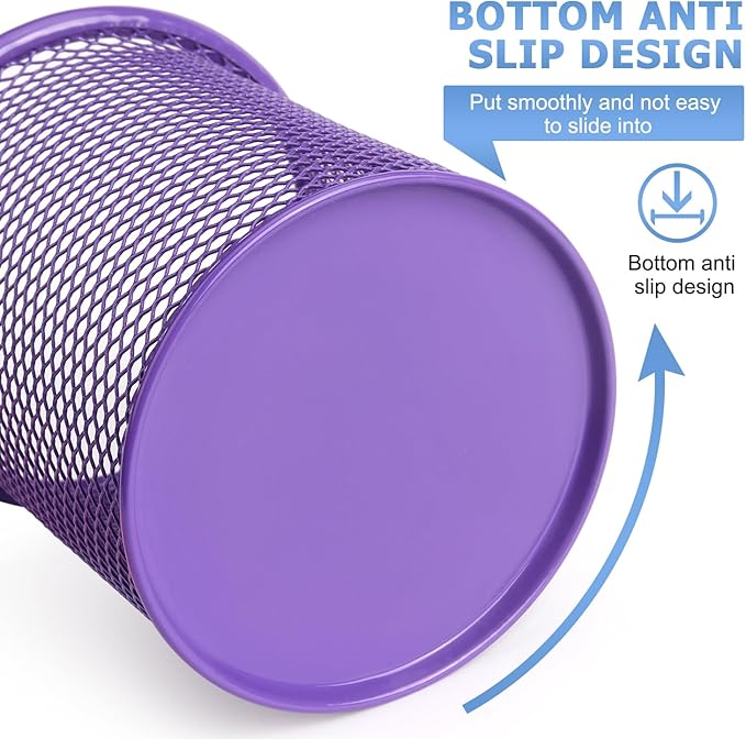 Tamaki Pen Holder Cup for Desk, Desk Organizer Wire Mesh Pencil Cup Holder for Desk Office Pen Organizer (Purple)