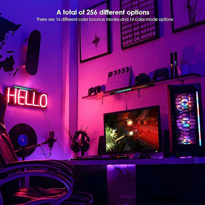 Soulpunk RGB Rechargeable Sound Control Light, Voice-Activated Pickup Music Rhythm Lights, Ambient Light, for Car, Gaming Room Decorations（4Pack）