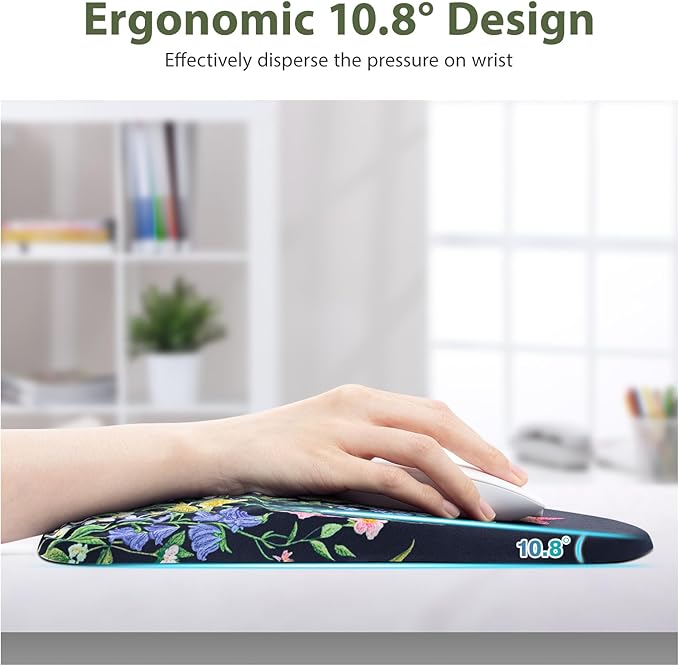 EYROZILL 3 in 1 Ergonomic Mousepad with Wrist Rest, Gaming Keyboard Mouse Pad with Wrist Support Non-Slip Base Massage Design, Pain Relief (Butterfly)