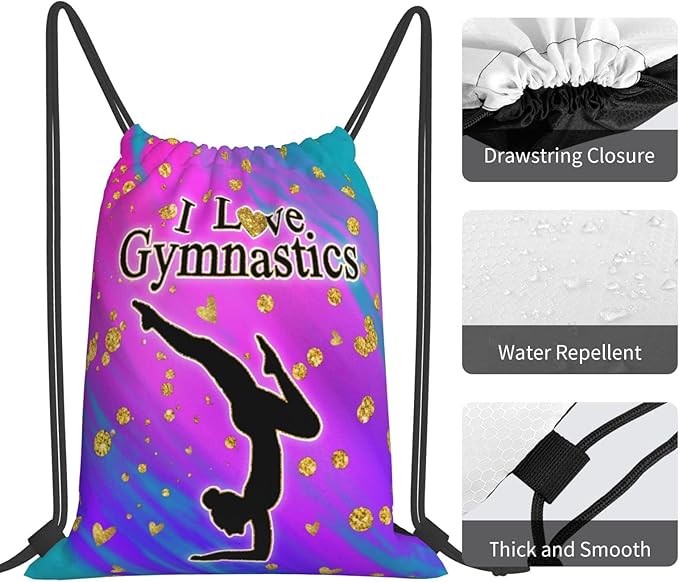 Gymnastics Drawstring Bags Adjustable Sports Gym Bag Drawstring Backpack Water Resistant String Bag Party Favors Bags