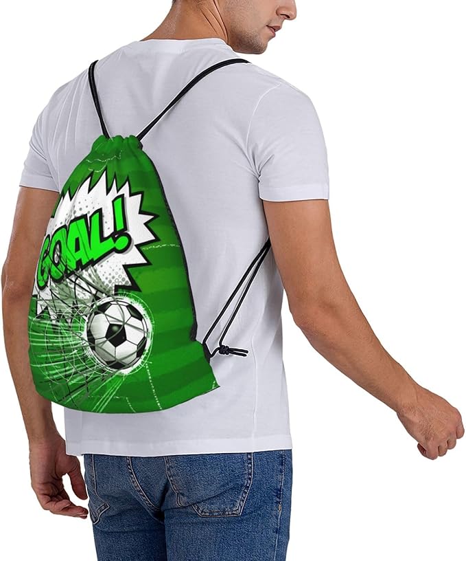 Soccer Drawstring Backpack Gym String Bag Water Resistant Drawstring Sackpack Sport For Womens Mens
