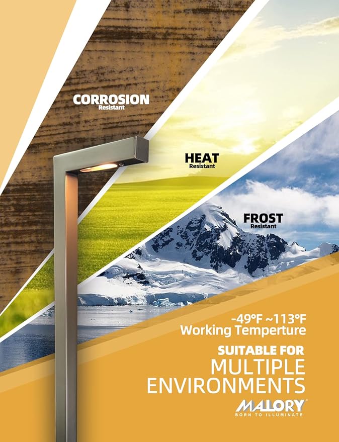 MALORY Low Voltage Landscape Path Lights 4 Pack with G4 Bulb,(21.87" H) 12V Brass LED Pathway Lights,Waterproof Landscape Lights Outdoor for Garden,Walkway,Driveway,Patio or Yard(P02)