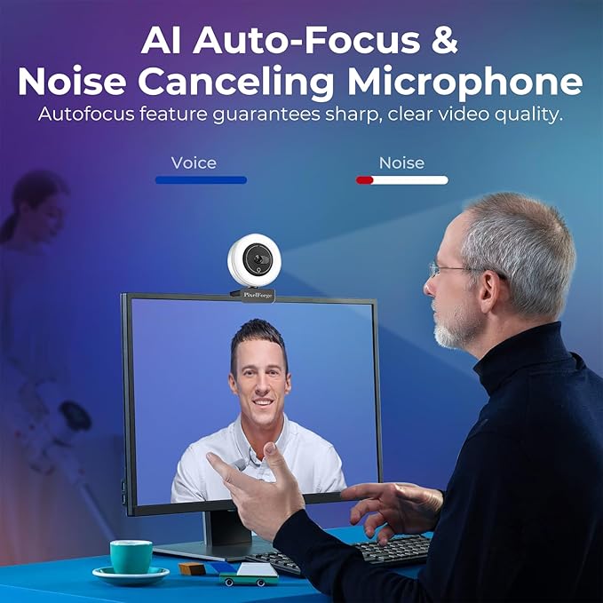 2K Webcam for PC with Microphone & Light & Privacy Cover, Web Camera for Desktop Computer/Laptop/Monitor/Mac, USB Streaming Camera for Zoom/Skype/Teams/Video Calling/Studying and Conference