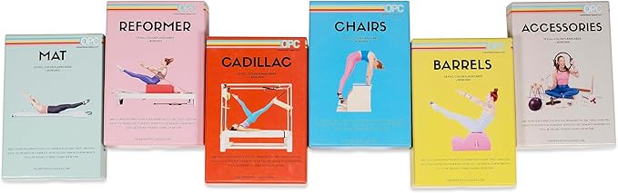 OnlinePilatesClasses Pilates Barrels Flashcards, Deck Cards Set with Video Tutorial for Spine Corrector, Ladder Barrel, Small Barrel & C-Shaper Exercise, Home Gym Workout, Barrel Arc Not Included