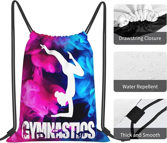 Gymnastics Drawstring Backpack Light Gym String Bag Pink Water Resistant Sackpack Sport Yoga Daypack For Womens Mens
